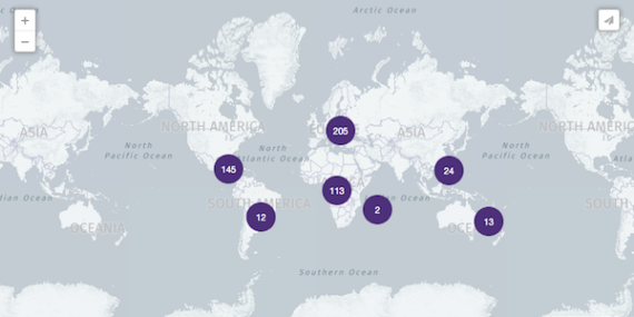 Map showing location of EQUALS projects worldwide
