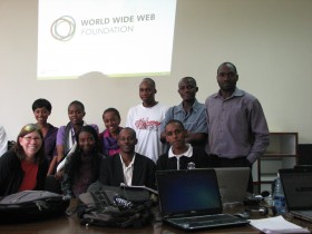 Kenyan students and Deborah Dahl - mLab East Africa
