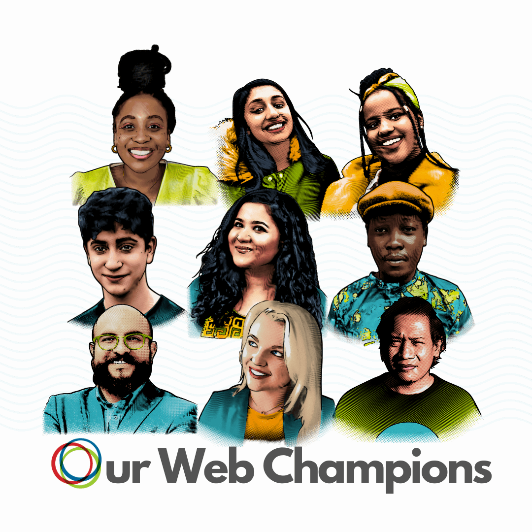 Colorised photo of our nine Web Champions
